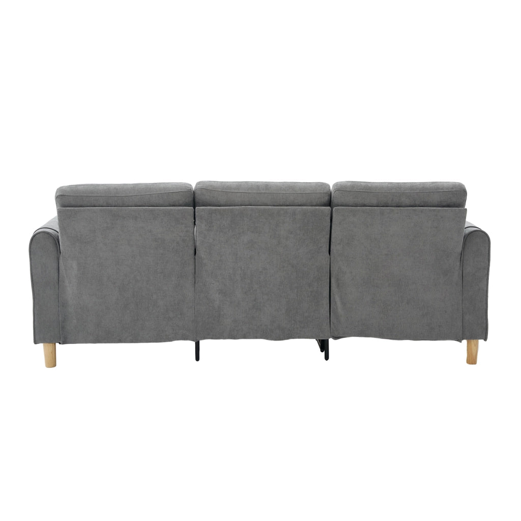 Divano ad angolo reversibile a 3 posti con contenitore e tasche laterali in Chenille Grigio chiaro