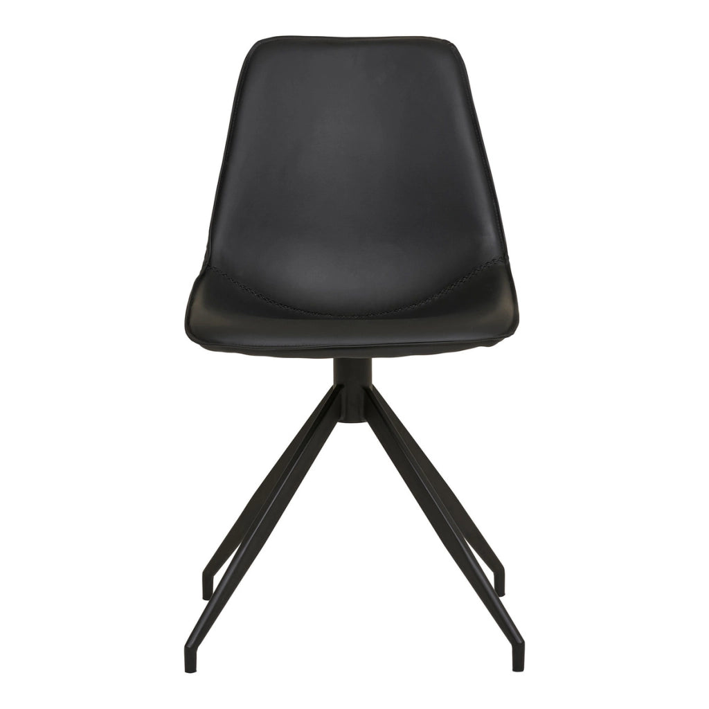 Set 2 sedie da pranzo girevoli Monaco in ecopelle nera con gambe nere