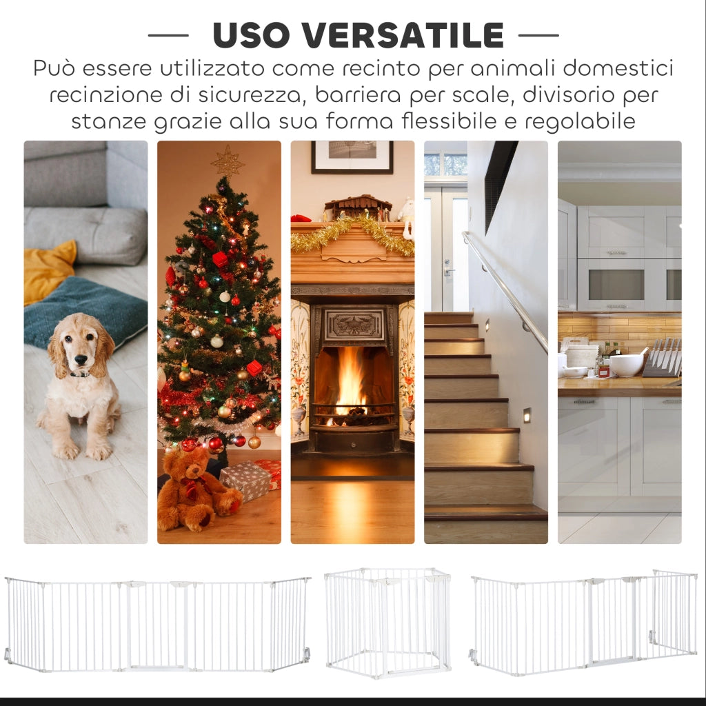 Cancellino per Cani Regolabile e Pieghevole ¨C zephmum ¨C Bianco 300x74.5 cm