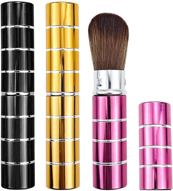 3 Stuks Spazzole Ufitschuifabili con Coperchio Portatile per Blush Bronzer Powder & Highlighter Ideali per il Viaggio