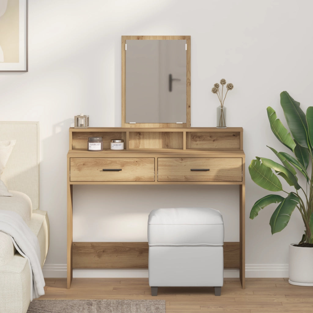 Tavolo da trucco  con cassetti in Rovere Artigianale 100x41x140 cm