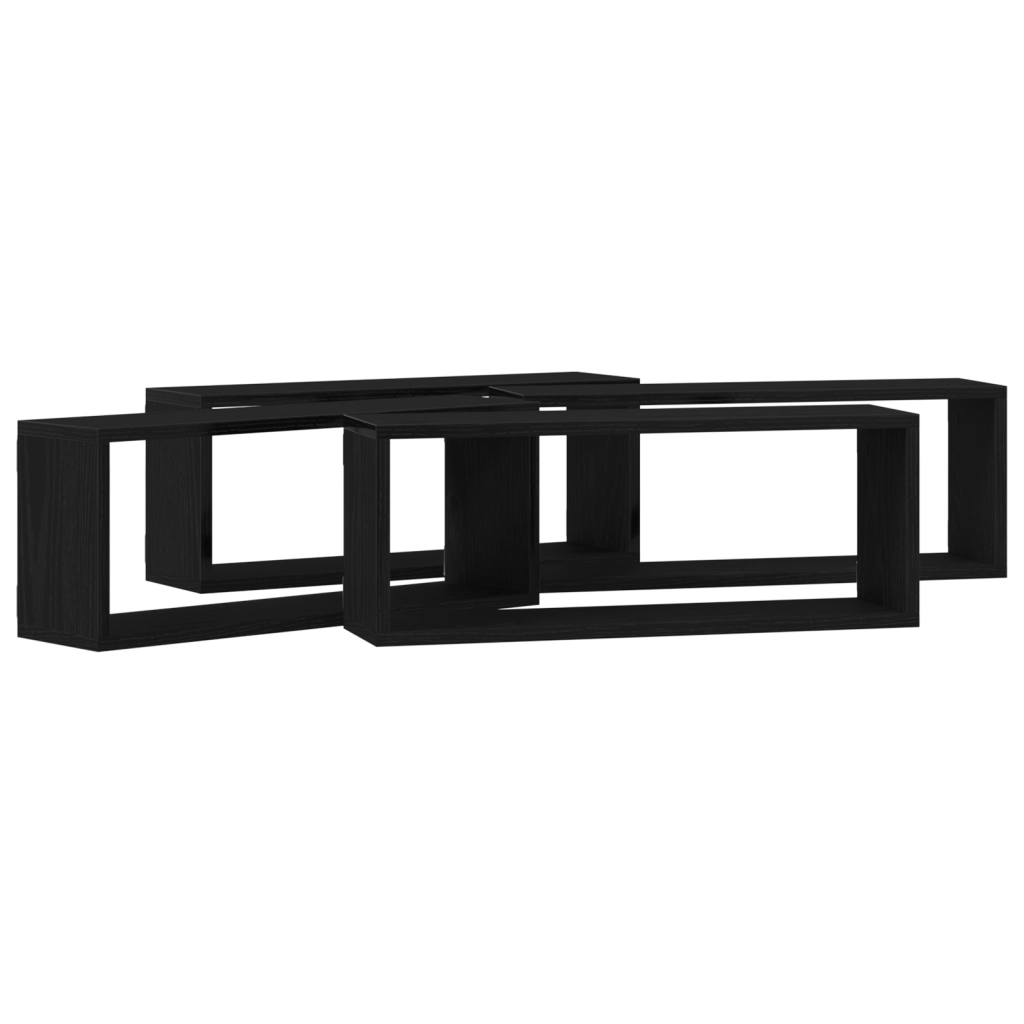 Set di 4 Mensole  - Rovere Nero - 60x15x23 cm - Realizzate in Legno Ingegnerizzato