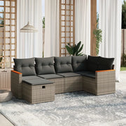 Set Divano da Giardino 6 pz con Cuscini Grigio in Polyrattancod mxl 89757