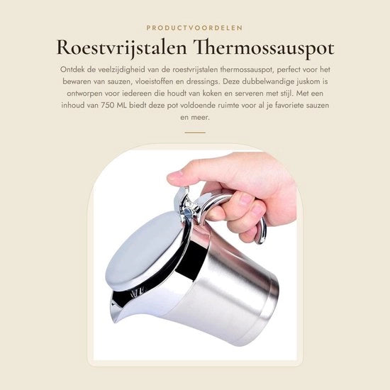 Termosaucepot 750 ML - Doppio strato isolante - Ciotola da servizio in acciaio inossidabile - Tappo antidruppello - Accessorio da cucina sostenibile - Ciotola da servizio isolata