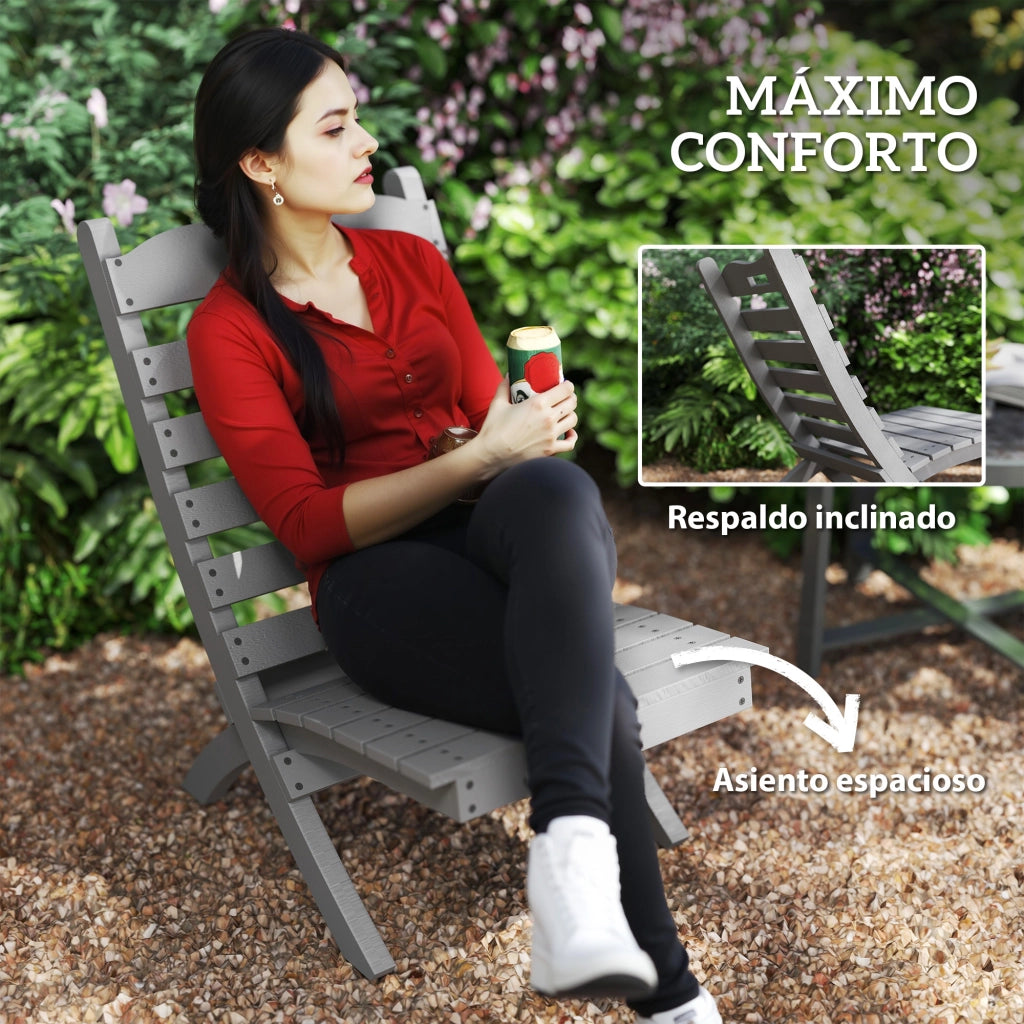 Sedia da Giardino in Legno ¨C zephmum ¨C Grigio 76x48x78 cm