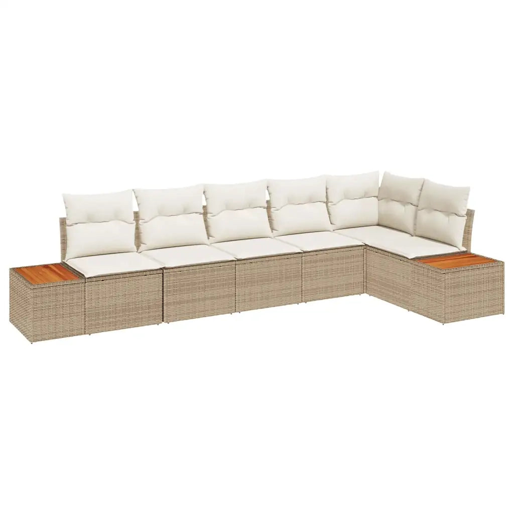 Set Divano da Giardino con cuscino 6 pcs Beige Poly Rattan 3348097