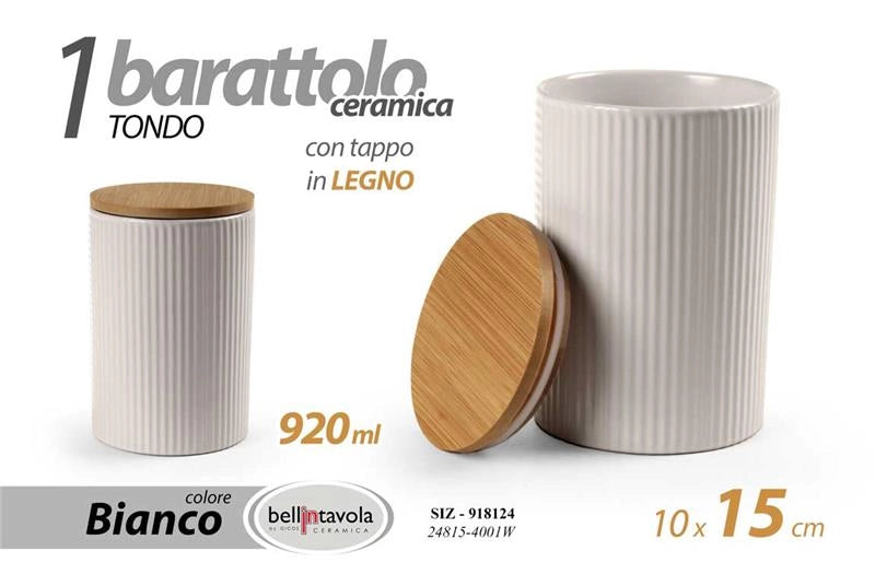 BARATTOLO IN CERAMICA BIANCO 920ML 10 X 15 CM