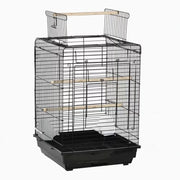Casa per Uccelli in Metallo con Mangiatoia e Posti a Sedere | Carrello Rimosso e Maniglia | Nero | 40 × 40 × 59 cm