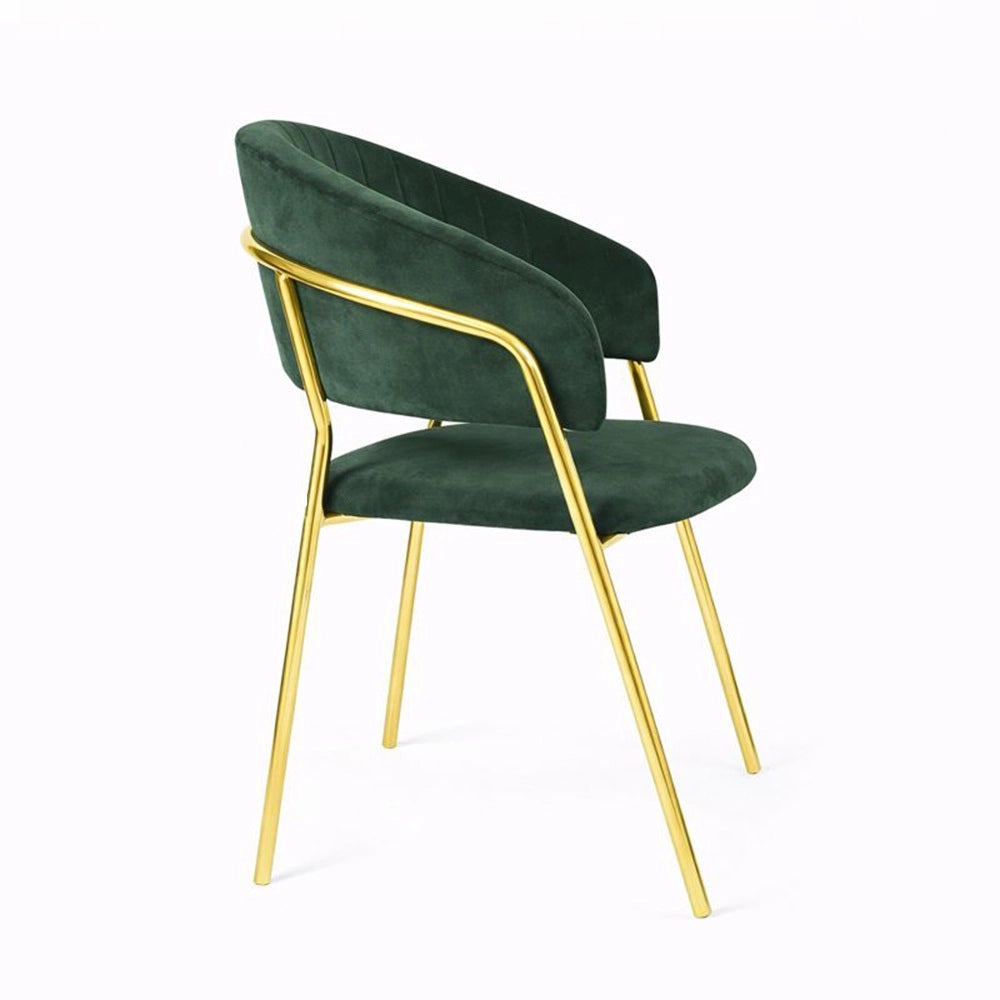 Sedie da sala da pranzo set da 4 Aurelia con schienale in velluto verde