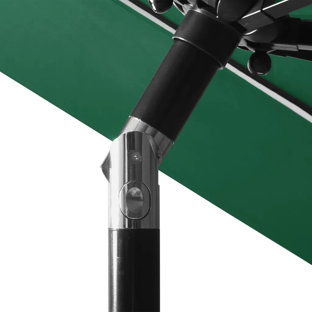 Ombrellone a 3 Livelli con Palo in Alluminio Verde 3 m 313869