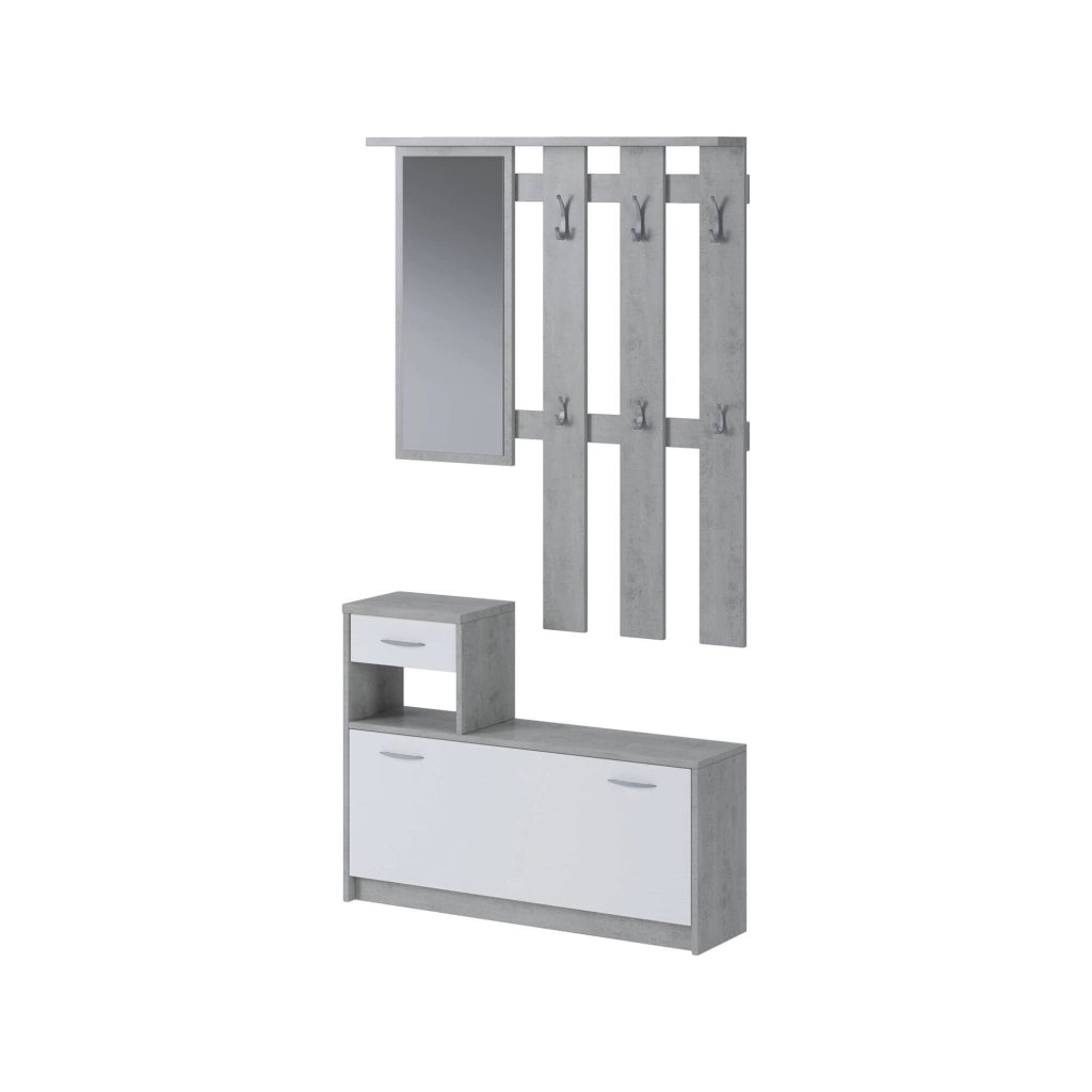 Garolfo, Mobile da Ingresso Specchio Incluso, 25.5x100x190h cm Bianco
