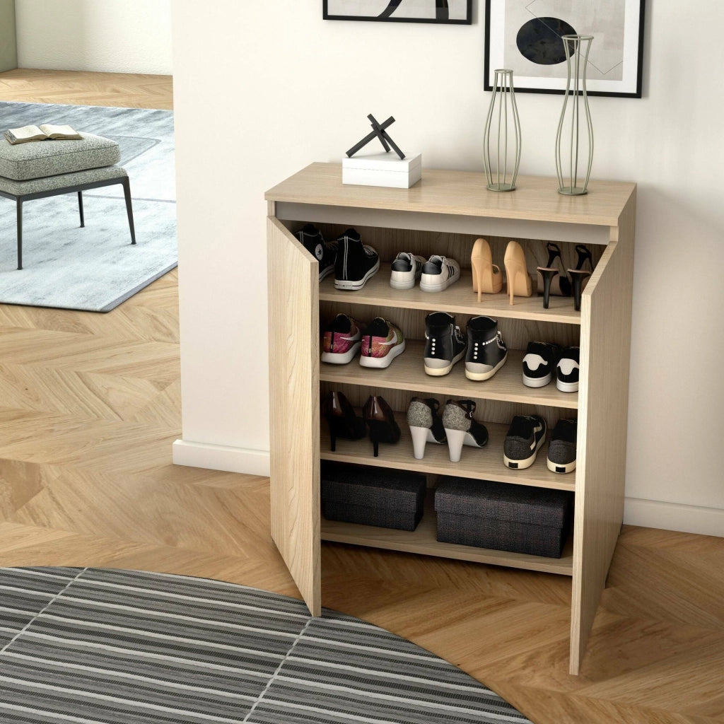 Mobile Portascarpe Astrina, Scarpiera 3 Ripiani Made in Italy, 80x37x102h cm Marrone Olmo