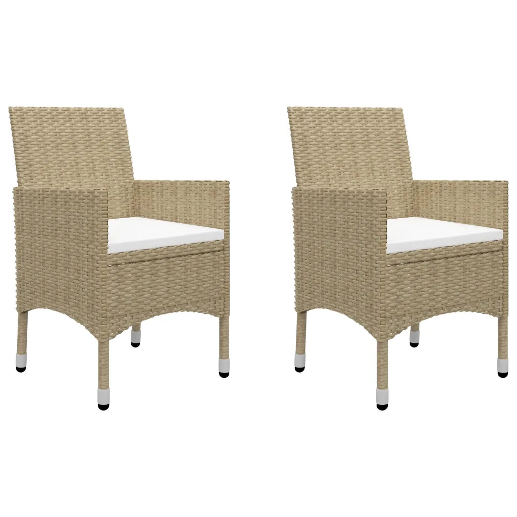 Set Bistrot da Giardino 3 pz Polyrattan e Vetro Temperato Beige cod mxl 37924