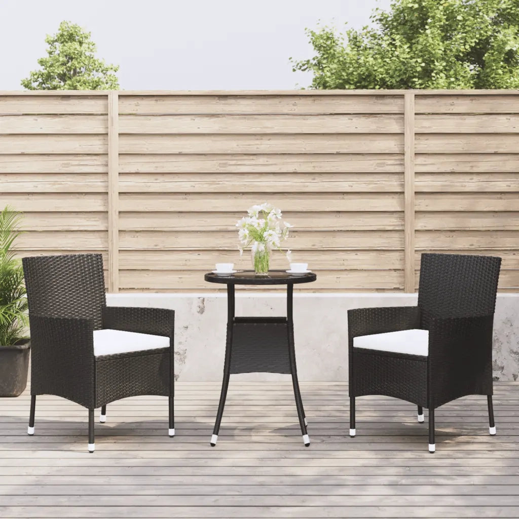 Set BistrÃ² da Giardino 3 pz con Cuscini in Polyrattan Nerocod mxl 117488