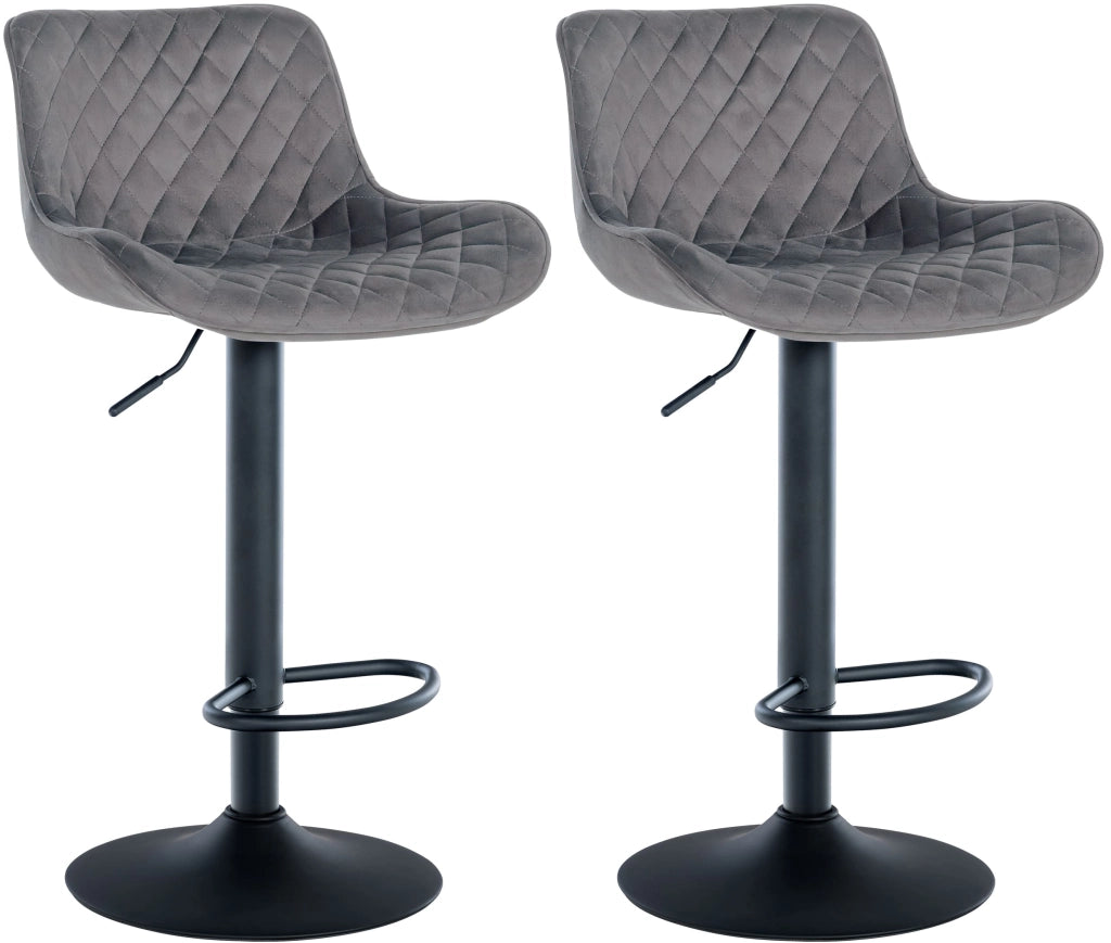 Set di 2 Sgabello da bar Minosa grigio scuro,Velluto