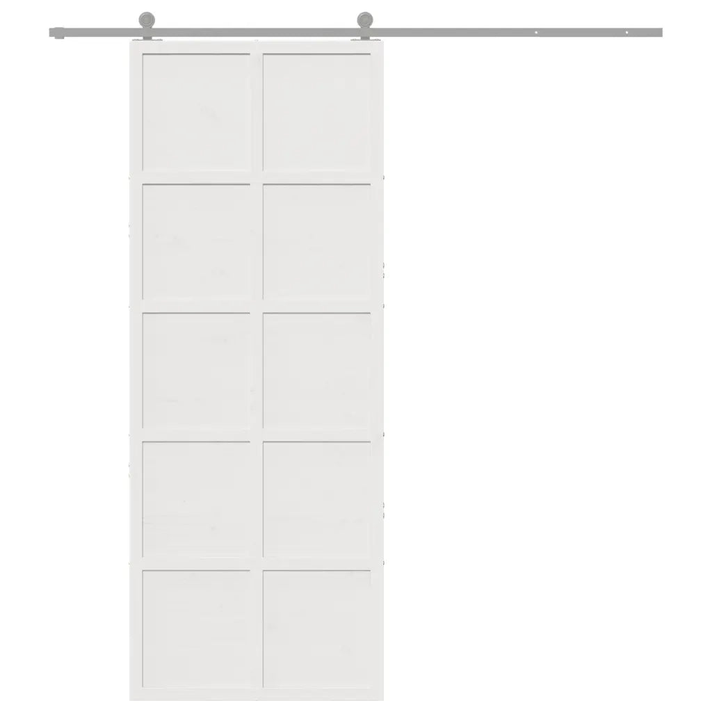 Porta del Granaio Bianca 80x208 cm in Legno Massello di Pino 850645