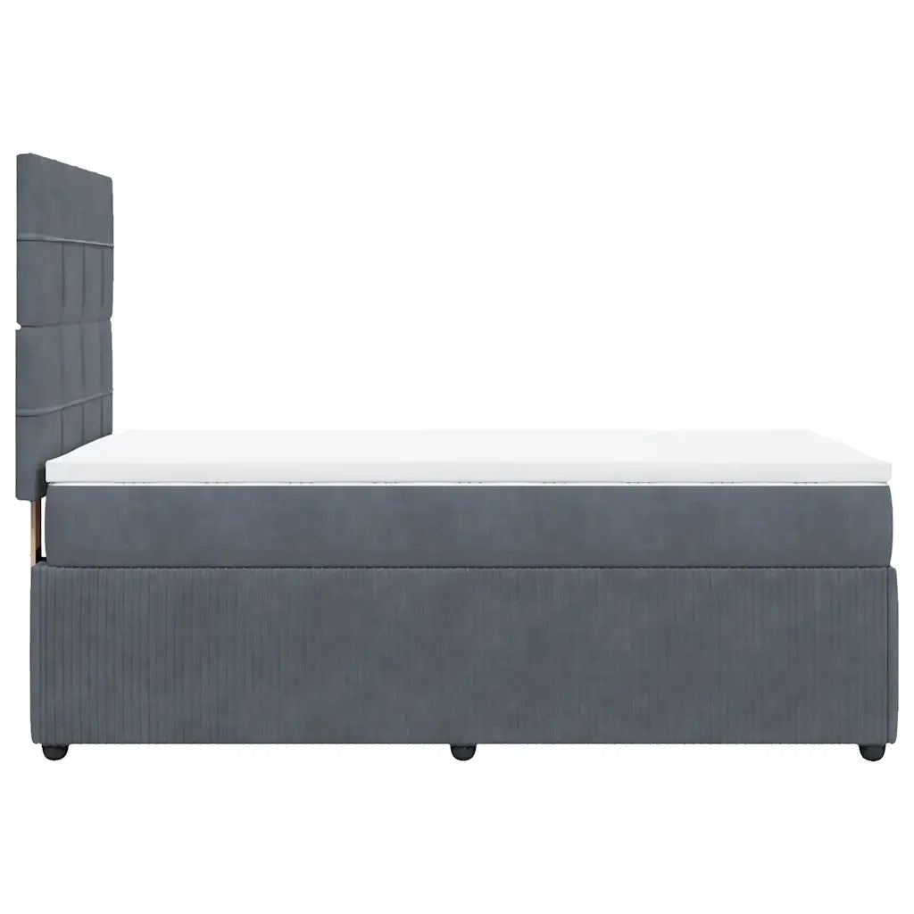 Giroletto a Molle con Materasso Grigio Scuro 80x200 cm Velluto