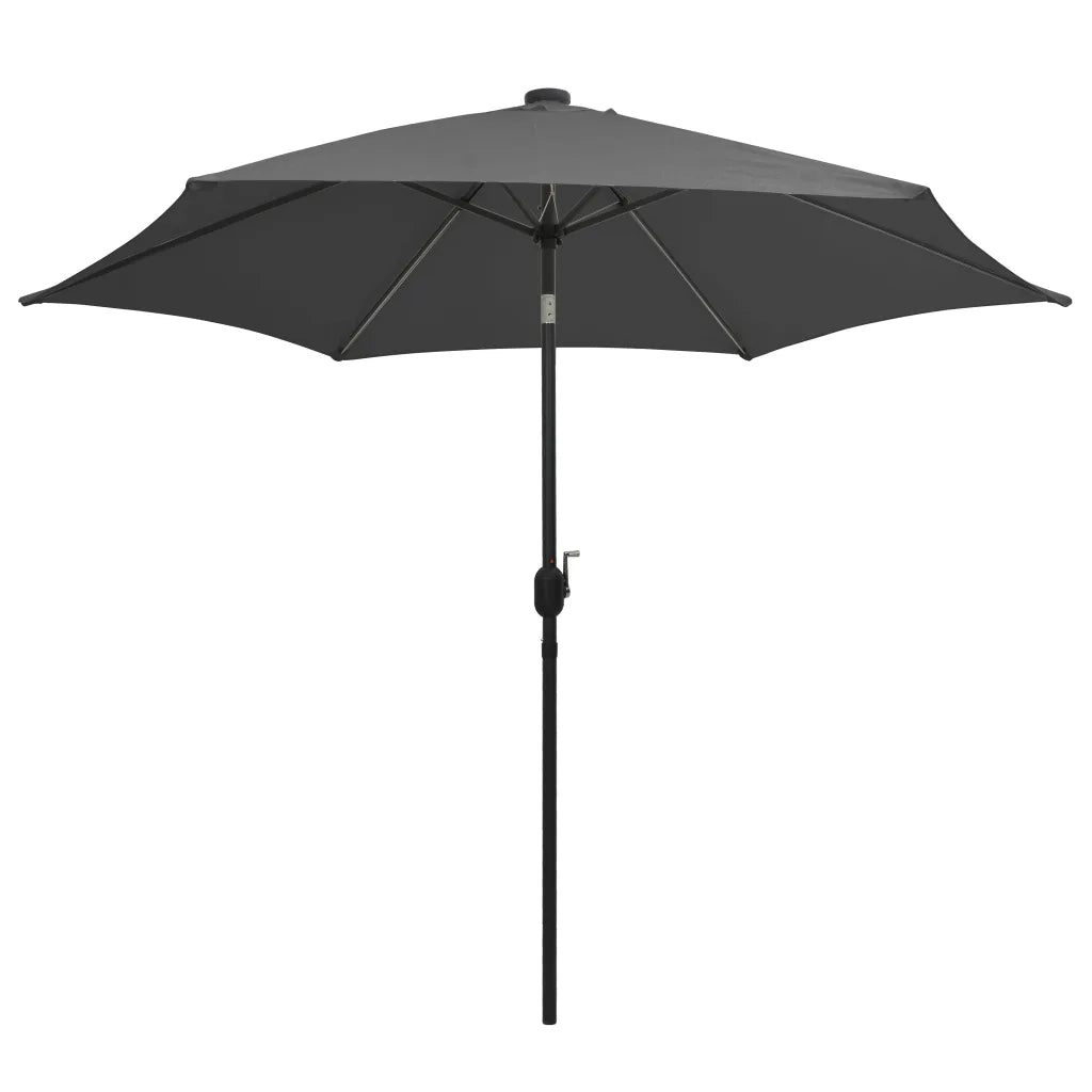 Ombrellone con Luci a LED-Ombrello da giardino e Palo in Alluminio 300 cm Antracite