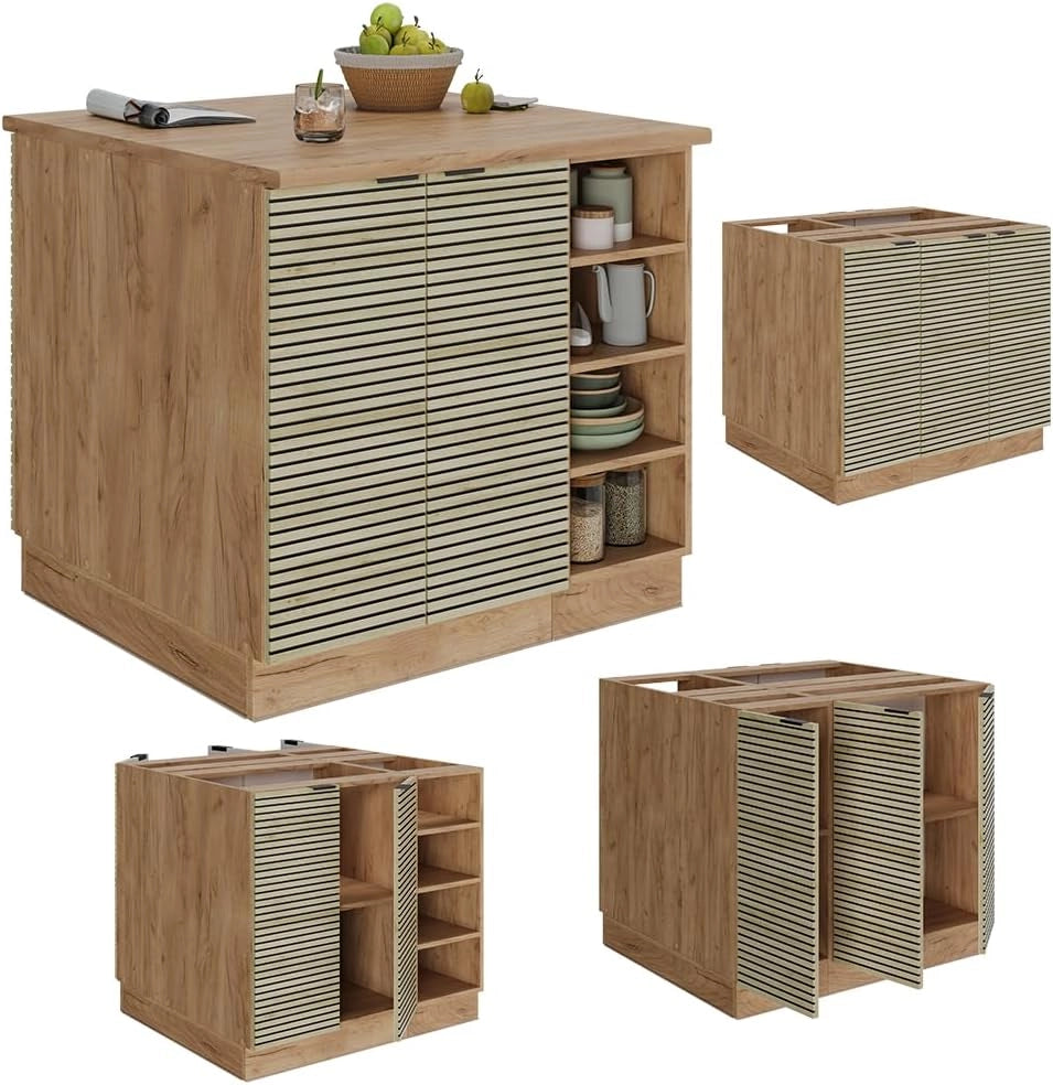 Isola cucina Fame-Line, Pannello in quercia, 90 cm senza piano di lavoro