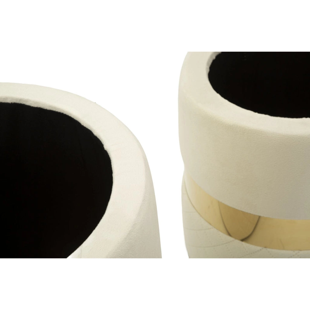 Set di 2 Pouf VKH868, Beige, Poliestere, 37x37x42 cm