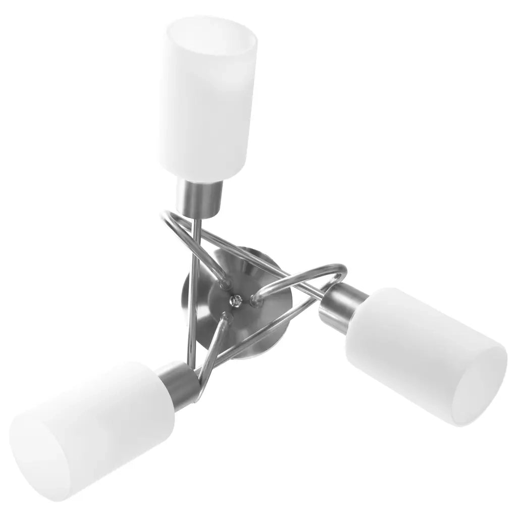 Lampadario Paralume in Ceramica a Cono Bianco 3 Lampadine E14 CFW1492235