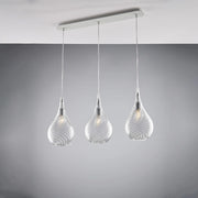 Lampadario Binario Moderno Pluvia Metallo Trasparente 3 Luci E27