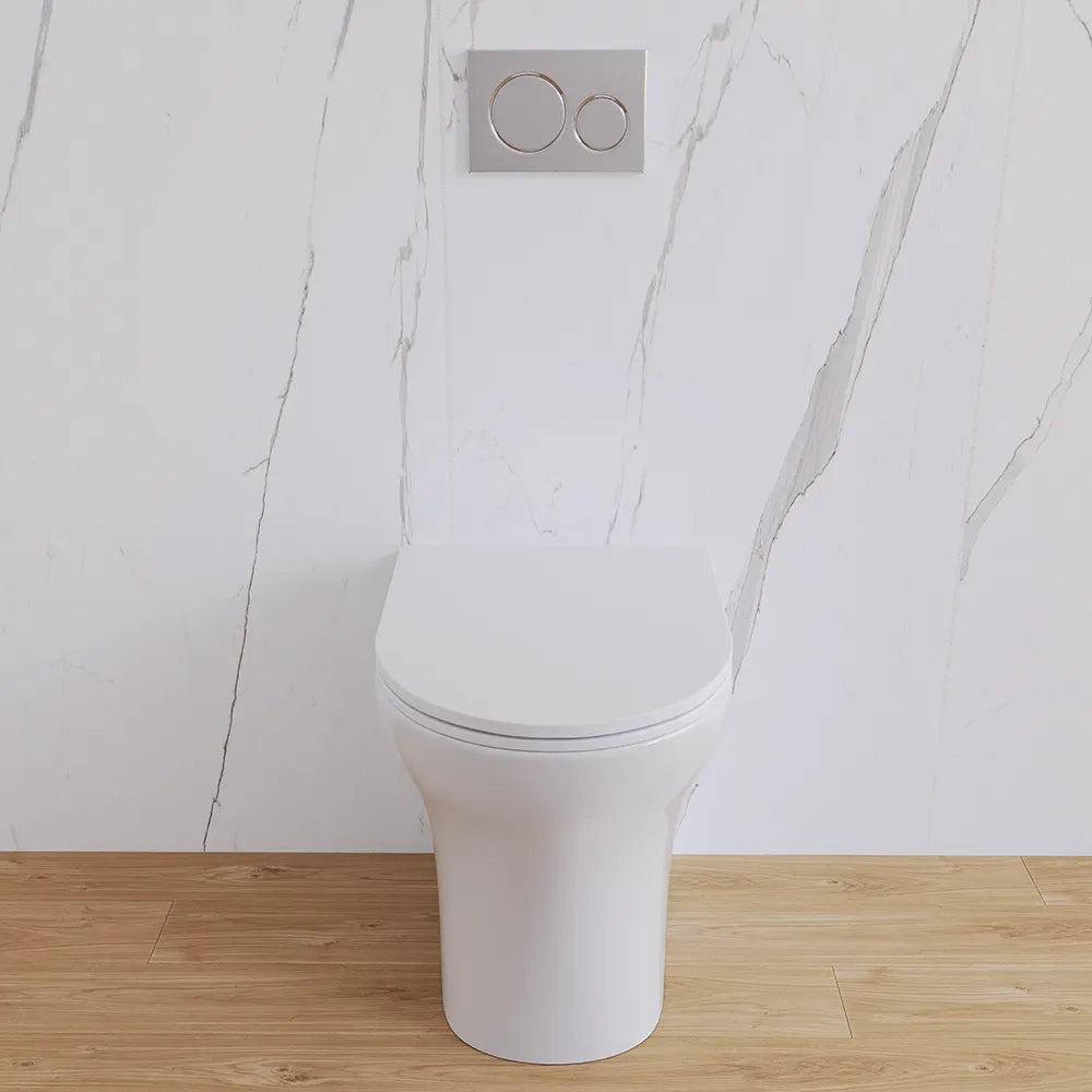 Vaso filomuro rimless in ceramica bianco lucido con sedile soft-close | Nassau