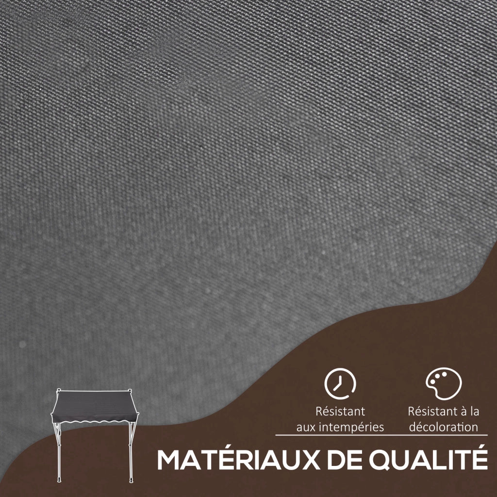 Tenda da sole a bracci retrattile ¨C zephmum ¨C grigio metallo alluminio poliestere 2x1.5x1.7-2.8m