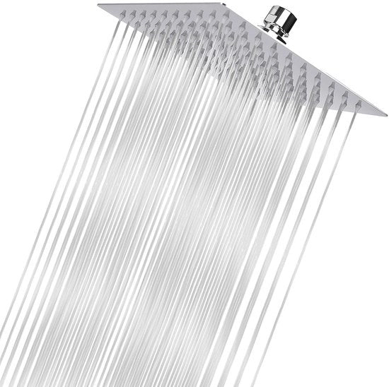 Doccia a pioggia - testa quadrata alta pressione - cromata - 20 cm - acciaio inossidabile 304