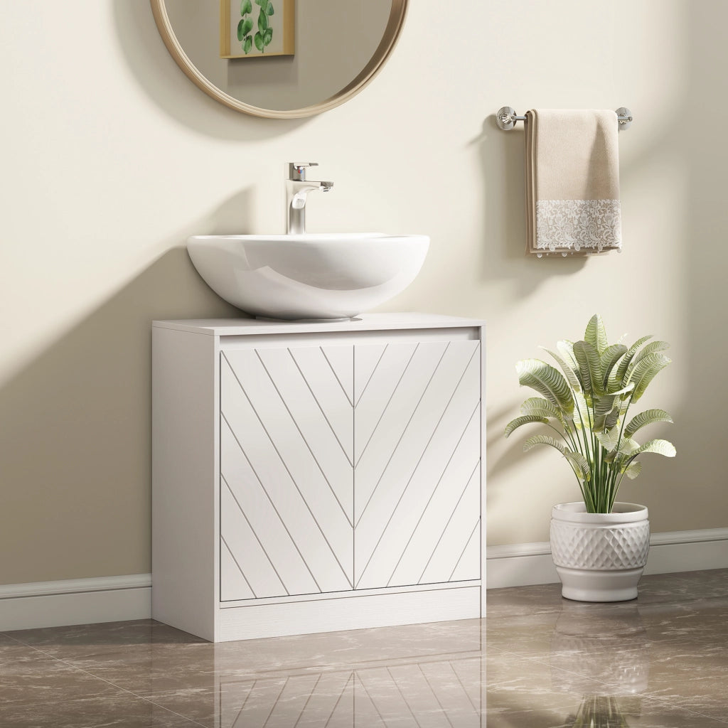 Mobile Bagno Sottolavabo con 2 Ante e Ripiano Regolabile ¨C Minimal ¨C Bianco 60x30x59,8 cm