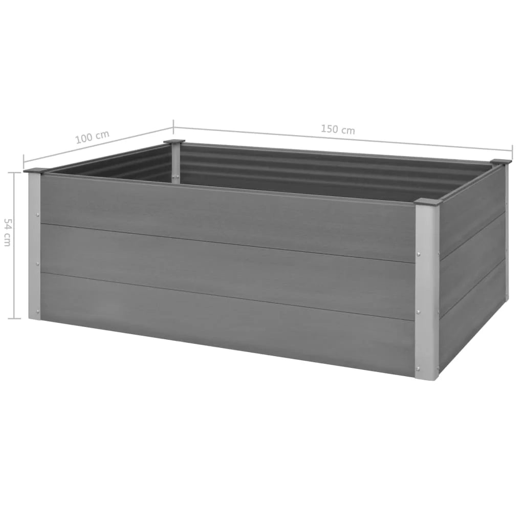 Fioriera rialzata per piante e fiori giardino WPC 150 x 100 x 54 cm grigio 02_0001238
