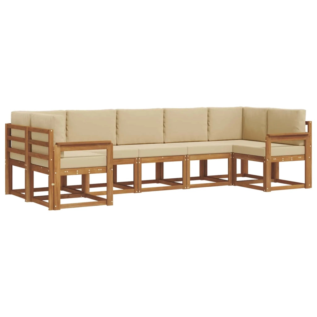Set di divani da esterno con cuscino 7 pcs Naturale e Beige