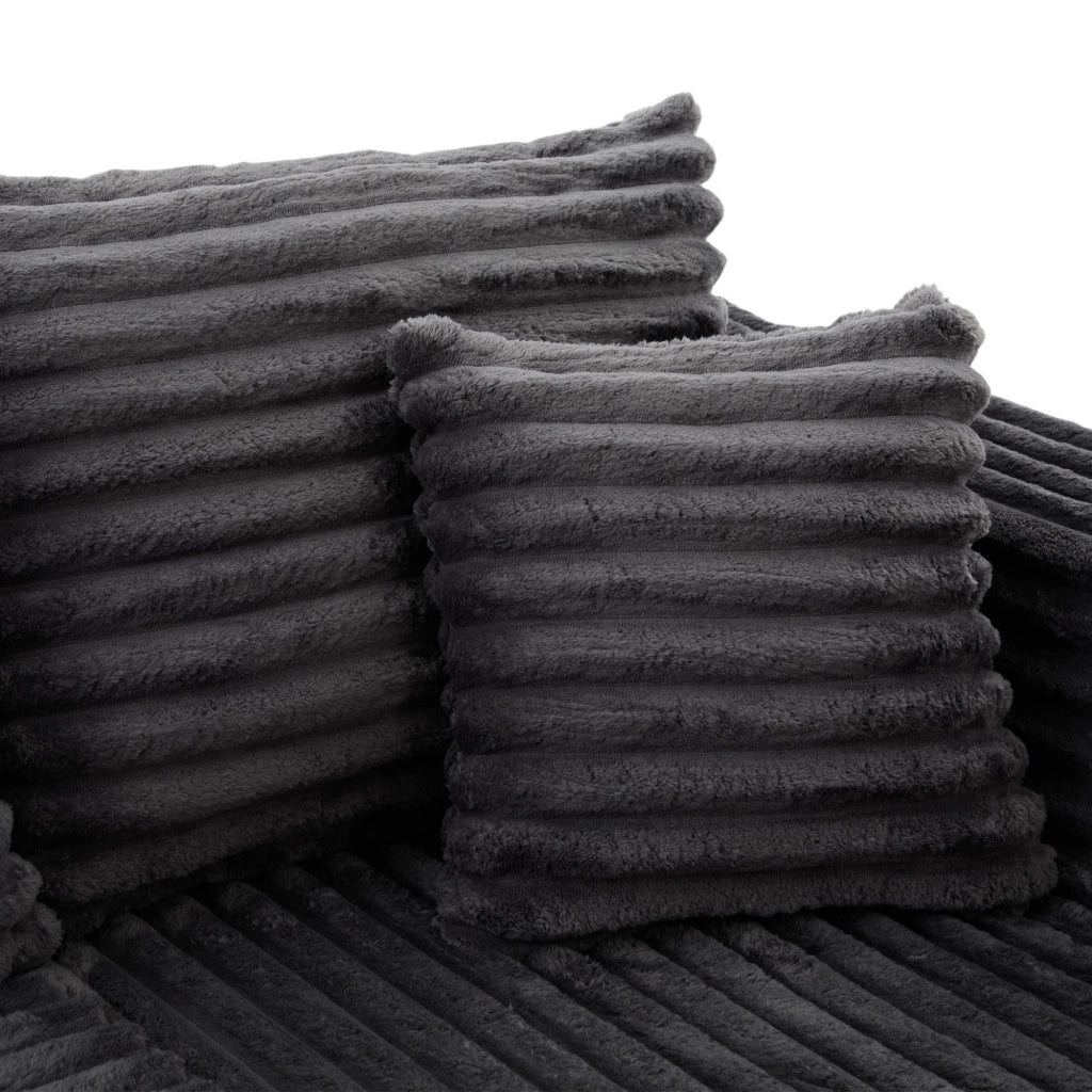 Divano modulare a U 4 posti - con porta bicchieri e tasche laterali - in corduroy grigio scuro