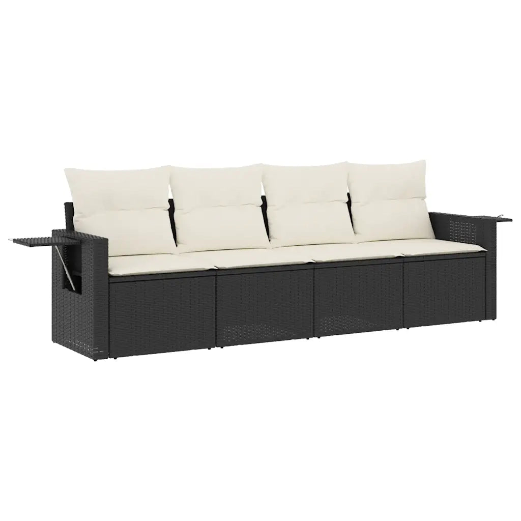 Set Divani da Giardino 4 pz con Cuscini Nero in Polyrattan 3252213