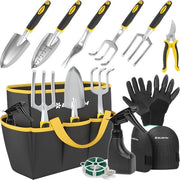Kit di attrezzi per giardinaggio da 11 pezzi - Tegola per attrezzi per giardinaggio ergonomico con tasca impermeabile