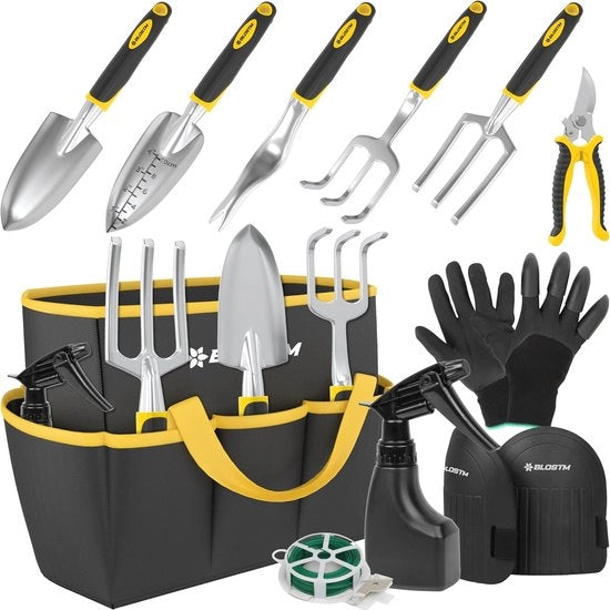 Kit di attrezzi per giardinaggio da 11 pezzi - Tegola per attrezzi per giardinaggio ergonomico con tasca impermeabile