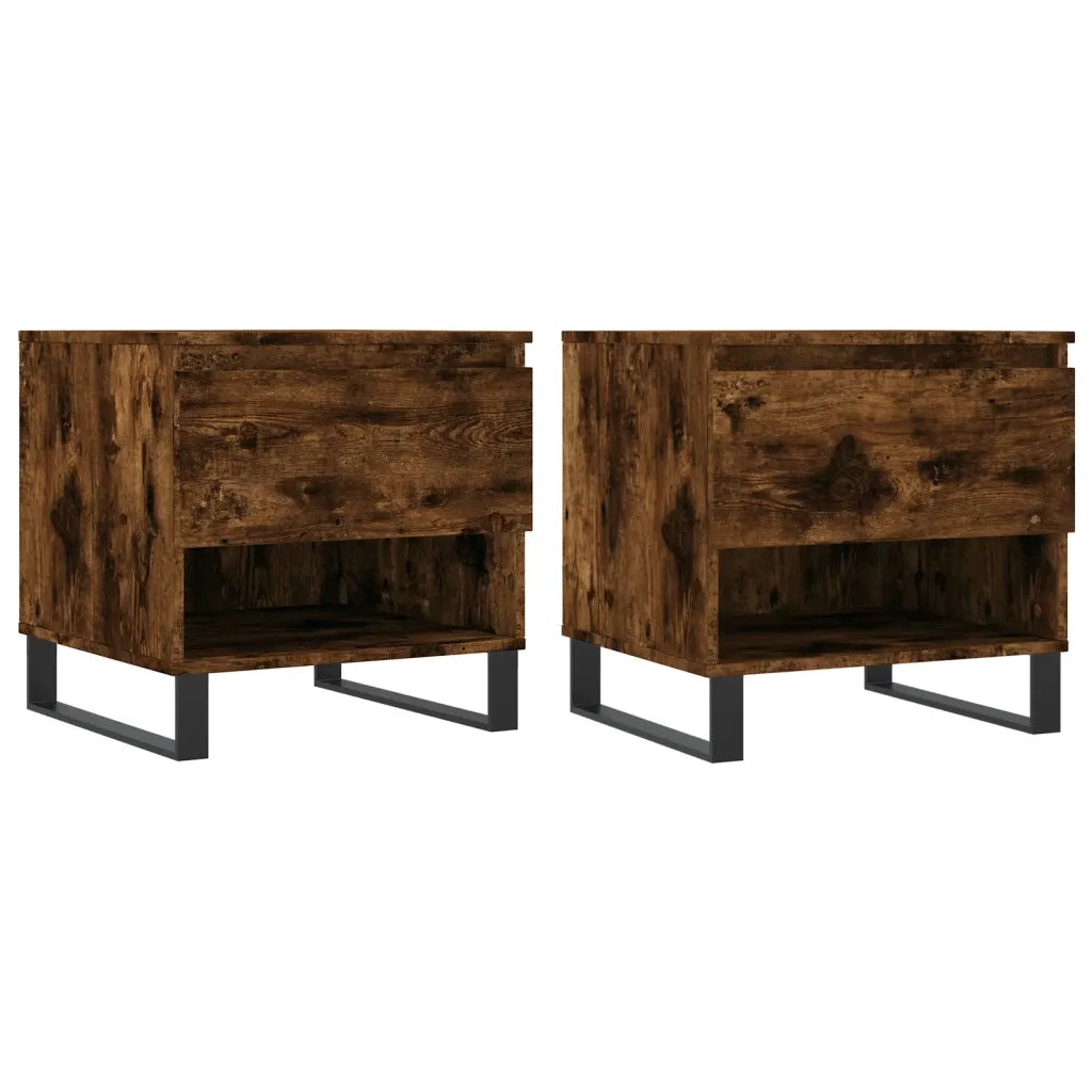 Tavolini Salotto 2pz Rovere Fumo 50x46x50 cm Legno Multistrato 830935
