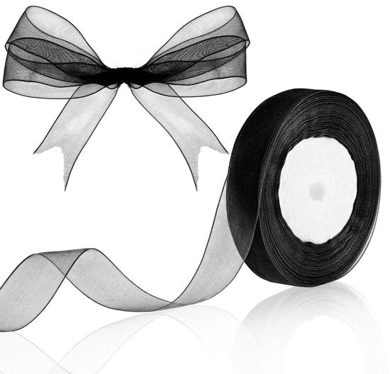 Cadeaulint Nero 50 m - Lint per Cadeau - Lint Chiffon - Lint per Decorare - Lint per Ornamenti - Decorazione di Regali