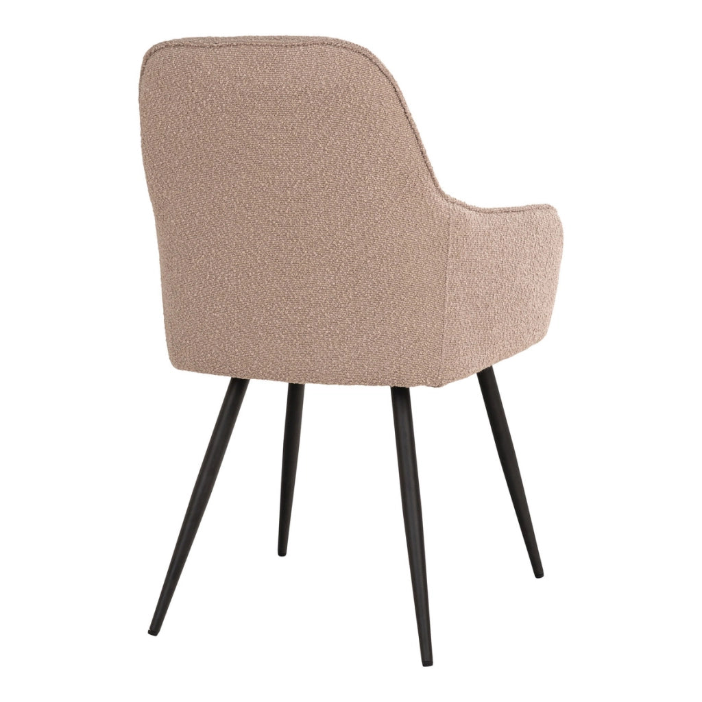 Set 2 poltronine da pranzo Harbo in bouclé beige con braccioli e gambe nere