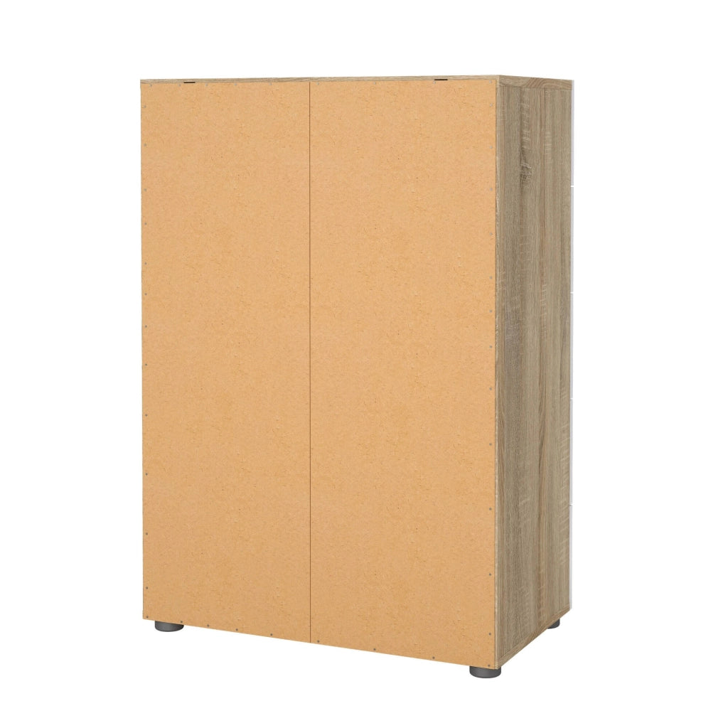 Cassettiera Alf, Settimino multiuso, Comò camera da letto, Mobile con cassetti, 70x40 h102 cm, Quercia e Bianco lucido