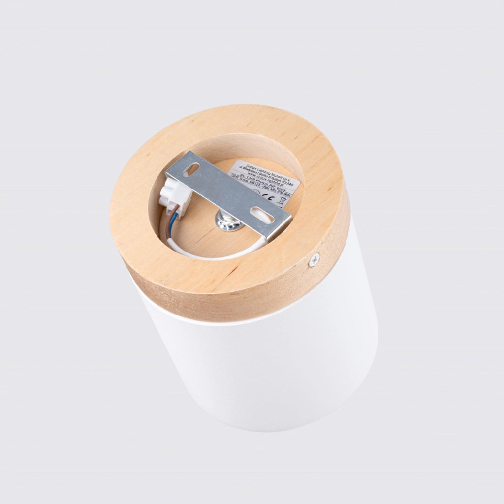 Spot soffitto BARREN bianco/legno Ø12cm 1xGU10 10W