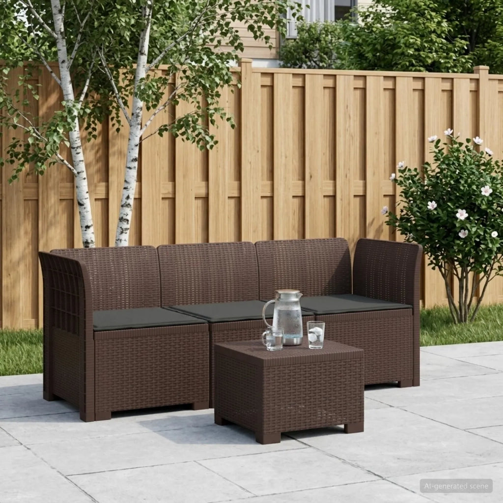 Divano da giardino 3 posti con cuscini in look rattan PP 3443823
