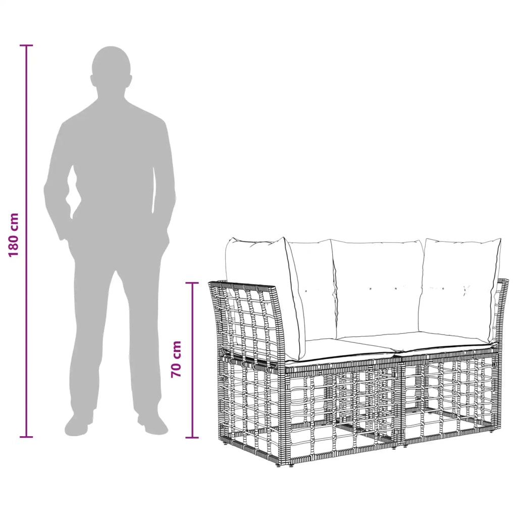 Set di divani da esterno 6 pz Nero e Grigio scuro polyrattan 3437413