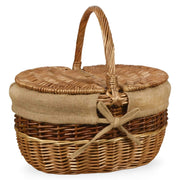 Cesto Ovale Clara picnic in Vimini e Juta con doppio coperchio cm 43 x 33 x h 43