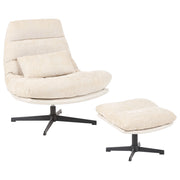 Poltrona girevole con poggiapiedi Beige Ciniglia Base singola Seduta imbottita