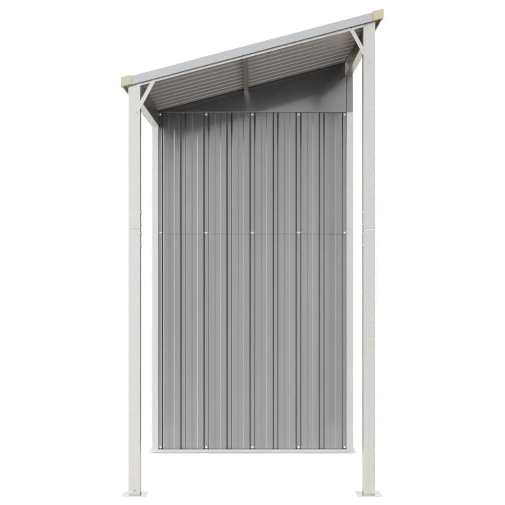 Casetta da giardino cabina ripostiglio casetta da esterno robusta casetta per attrezzi con tetto estensibile trasparente 277 x 110,5 x 181 cm grigio 02_0022218