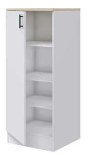 Mobile Colonna 60 cm 1 Anta, Ripiani Regolabili, Bianco/Rovere - MDF