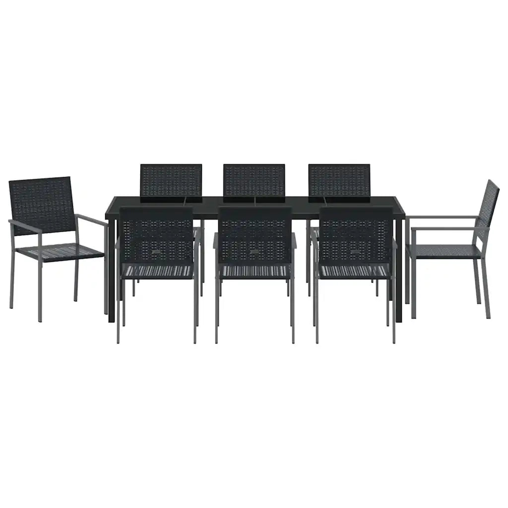 Set da Pranzo per Giardino 9 pcs Nero Rattan in PE 3379085