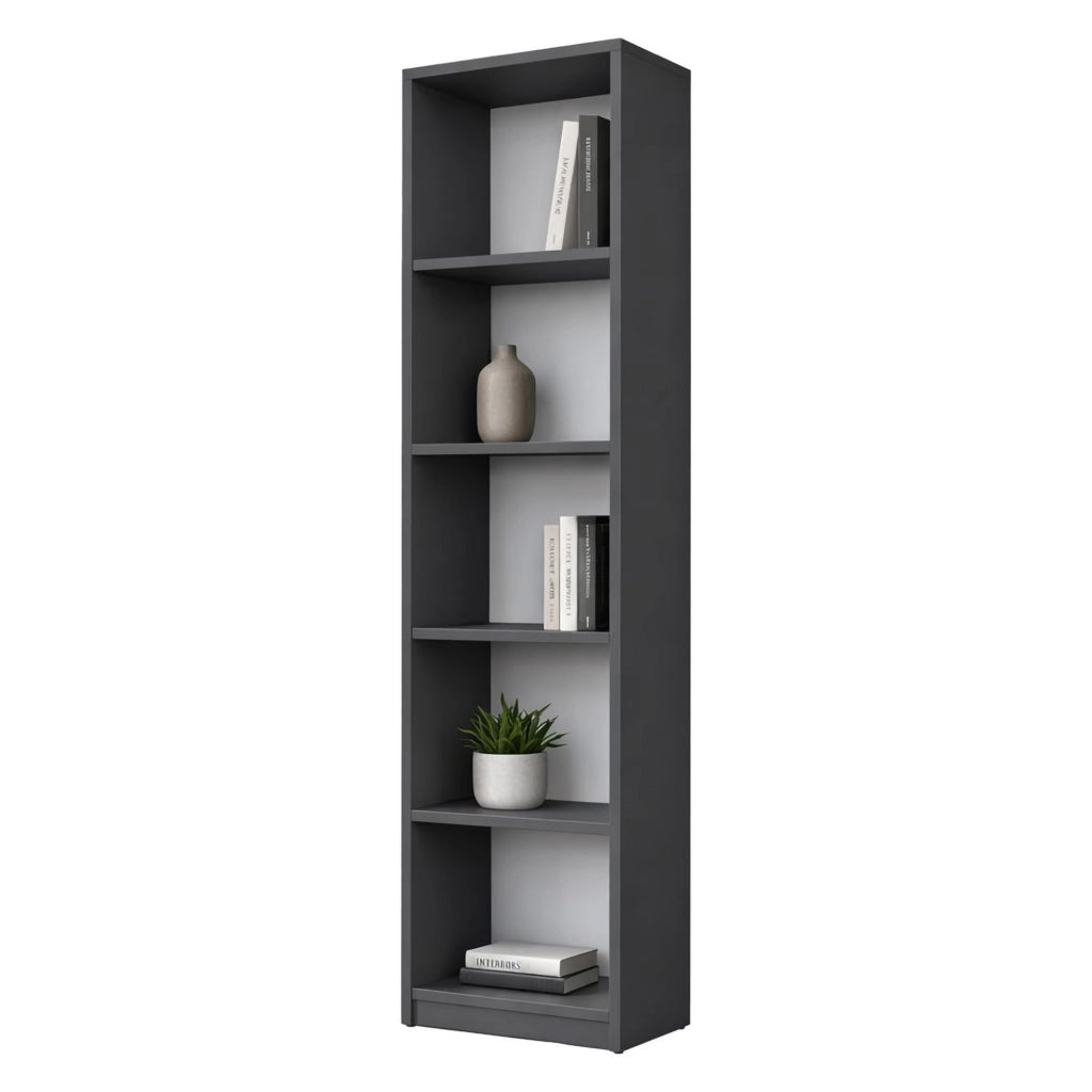 Biblioteca Clitunno, Libreria 4 Ripiani, 40x25x162h cm Nero Antracite