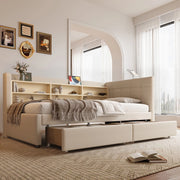 Letto Diurno con Cassetti e Rete a Doghe ¨C MINIMAL ¨C Lino Beige 90x200